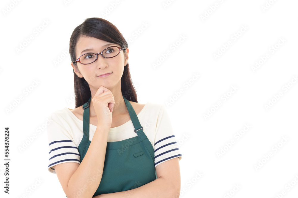 エプロン姿の女性 エプロン姿の女性
