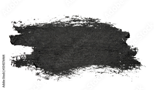 Black brush strokes oil paints on white paper. Isolated white background. Abstract art creative background. Space for text. Artist texture smears line painted brush black acrylic close-up. Copy space © mari1408