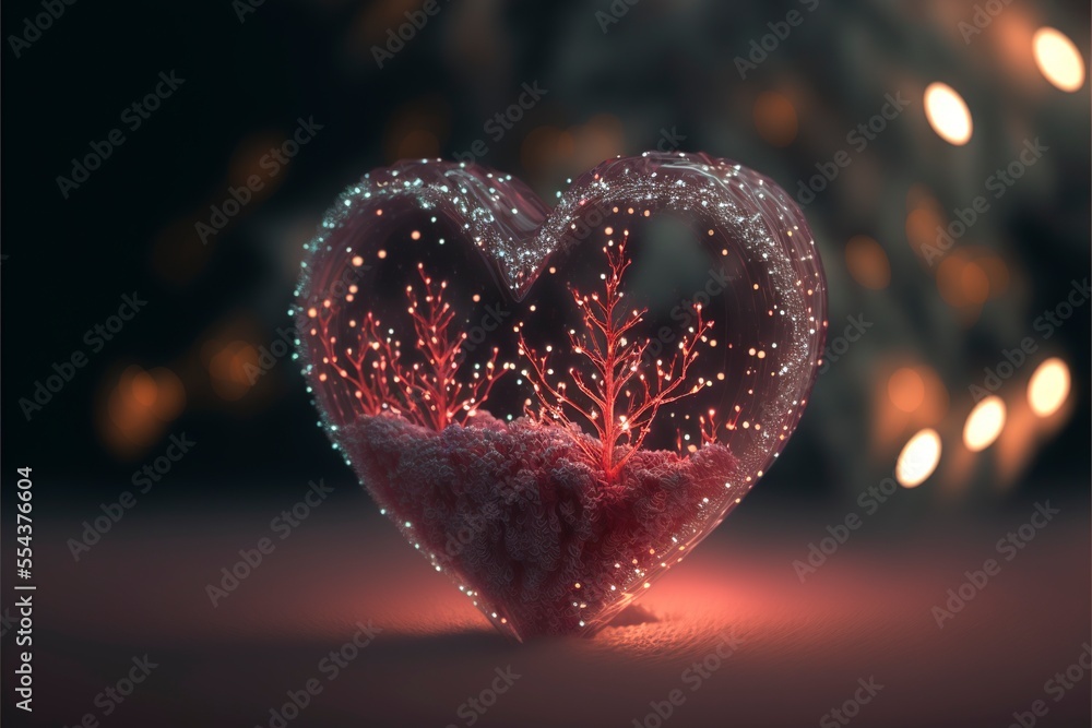 Red heart with little bright lights. christmas Red heart with little bright lights. christmas