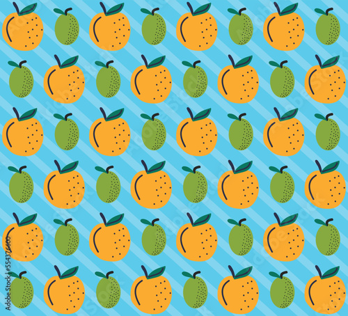 Flat organic doodle pattern background. Hand drawn fruit background. Hand drawn abstract fruit pattern.