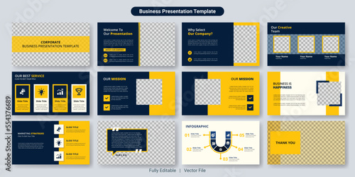 Corporate Business Abstract White, Red, Yellow  Powerpoint And Keynote Presentation Slides Design Template vector Illustration.