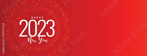 happy new year 2023 red banner with firework