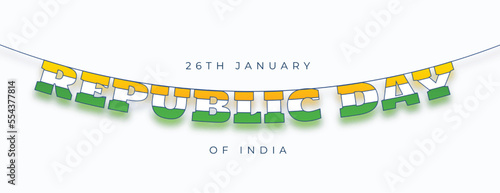 happy indian republic day celebration banner in garland style