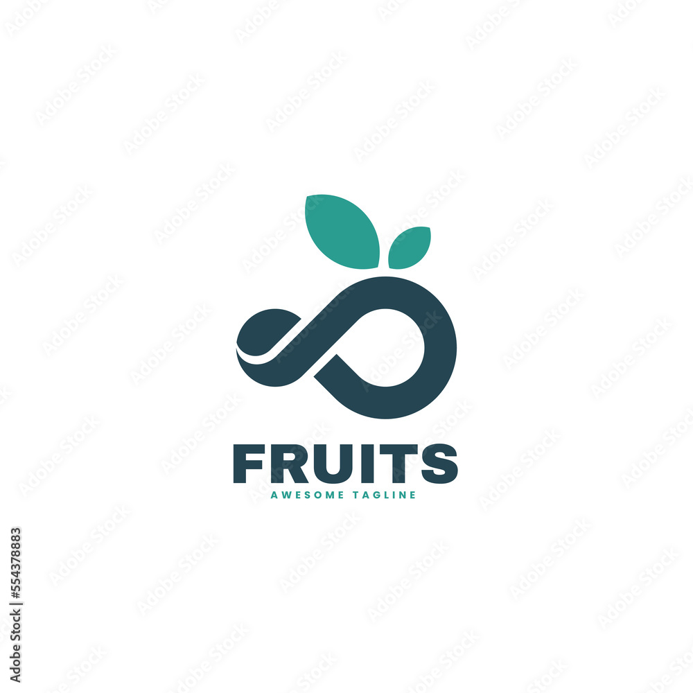 Fototapeta premium Vector Logo Illustration Infinity Fruit Silhouette Style.