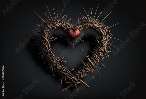 heart, a cross, and a crown of thorns. Generative AI