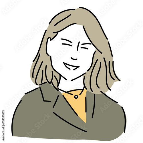 ジャケットを着用した笑顔の女性のイラスト