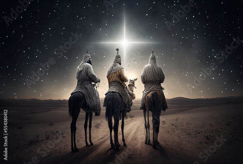 Print op canvas Epiphany is celebrated by the Three Kings charming image, solitary