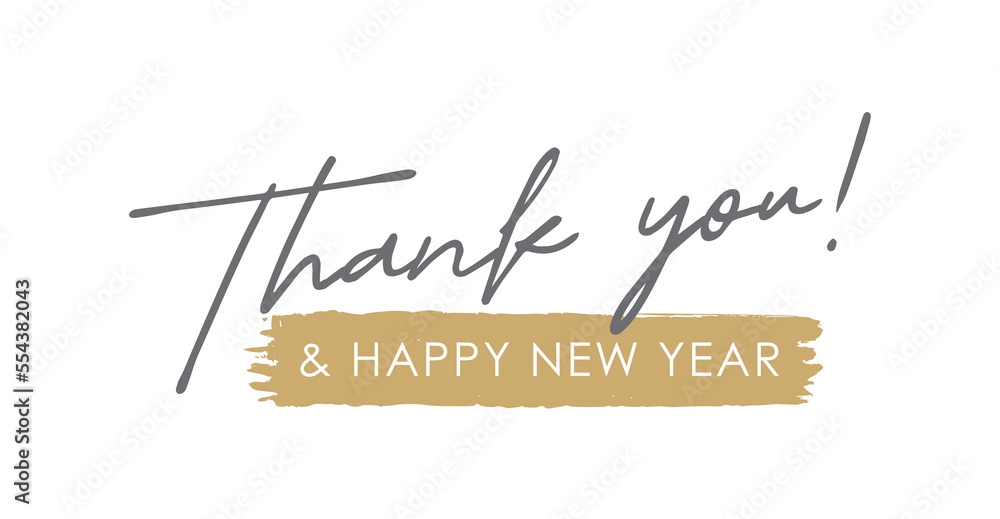 Thank You And Happy New Year Elegant Handwritten Lettering Calligraphy thank-you-and-happy-new-year-elegant-handwritten-lettering-calligraphy