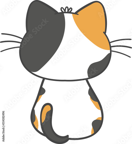 cute playful calico kitty cat cartoon drawing doodle outline