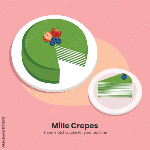 Matcha mille crepes for your tea time