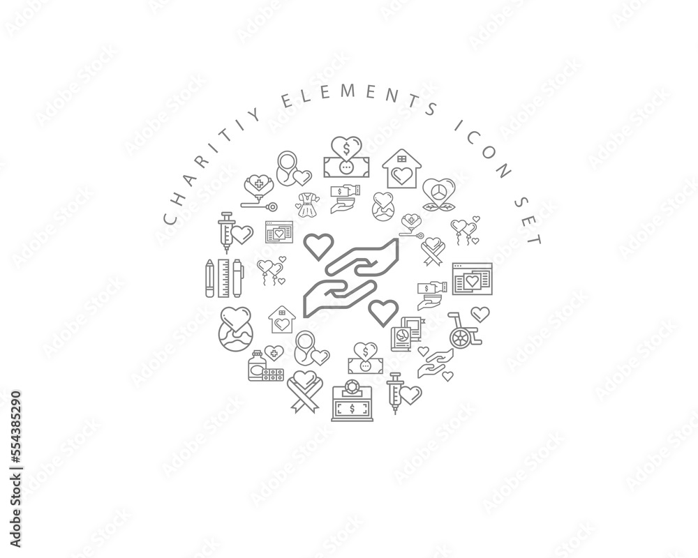 Vector charitiy elements icon set Vector charitiy elements icon set