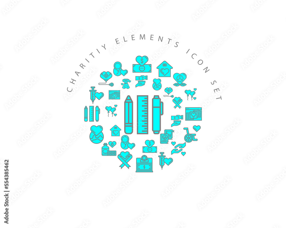 Vector charitiy elements icon set Vector charitiy elements icon set