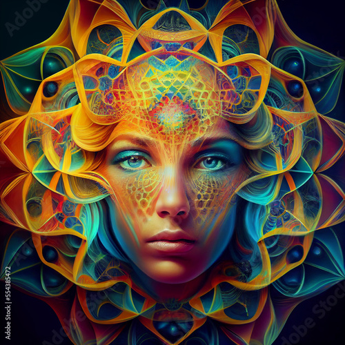 Enlightened Sacred Geometry Woman, AI