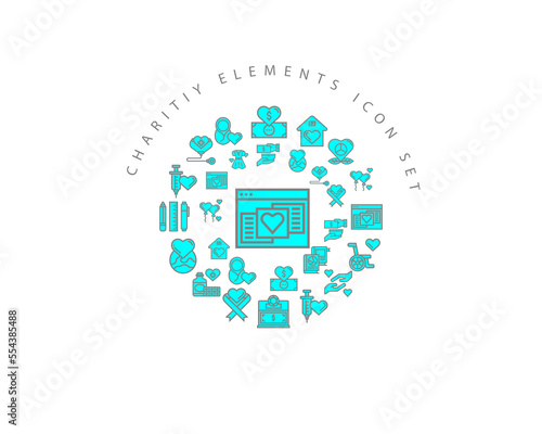 Vector charitiy elements icon set