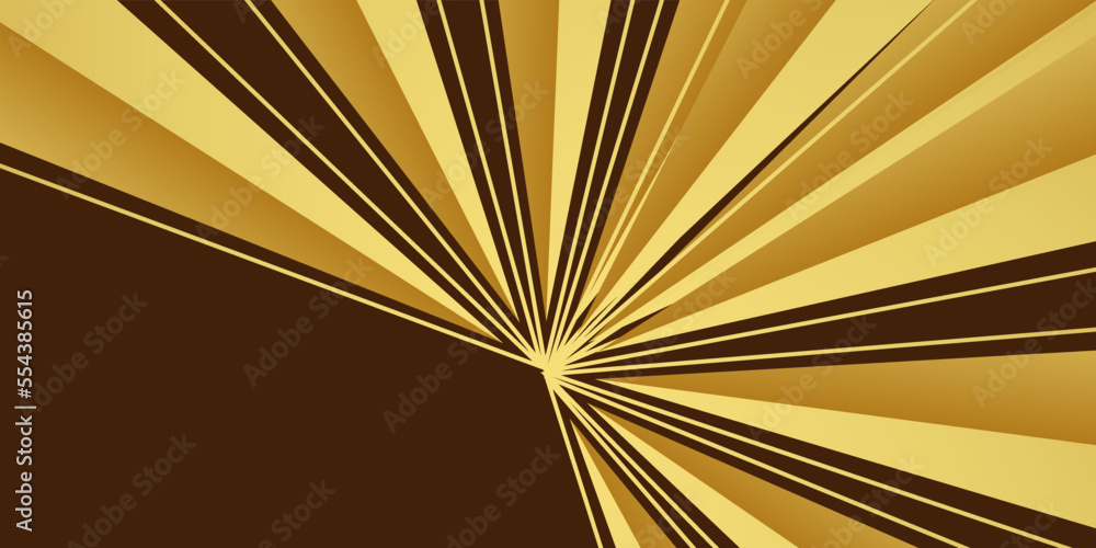Obraz premium Stripes abstract background. Brown and gold color burst background. Vector illustration.