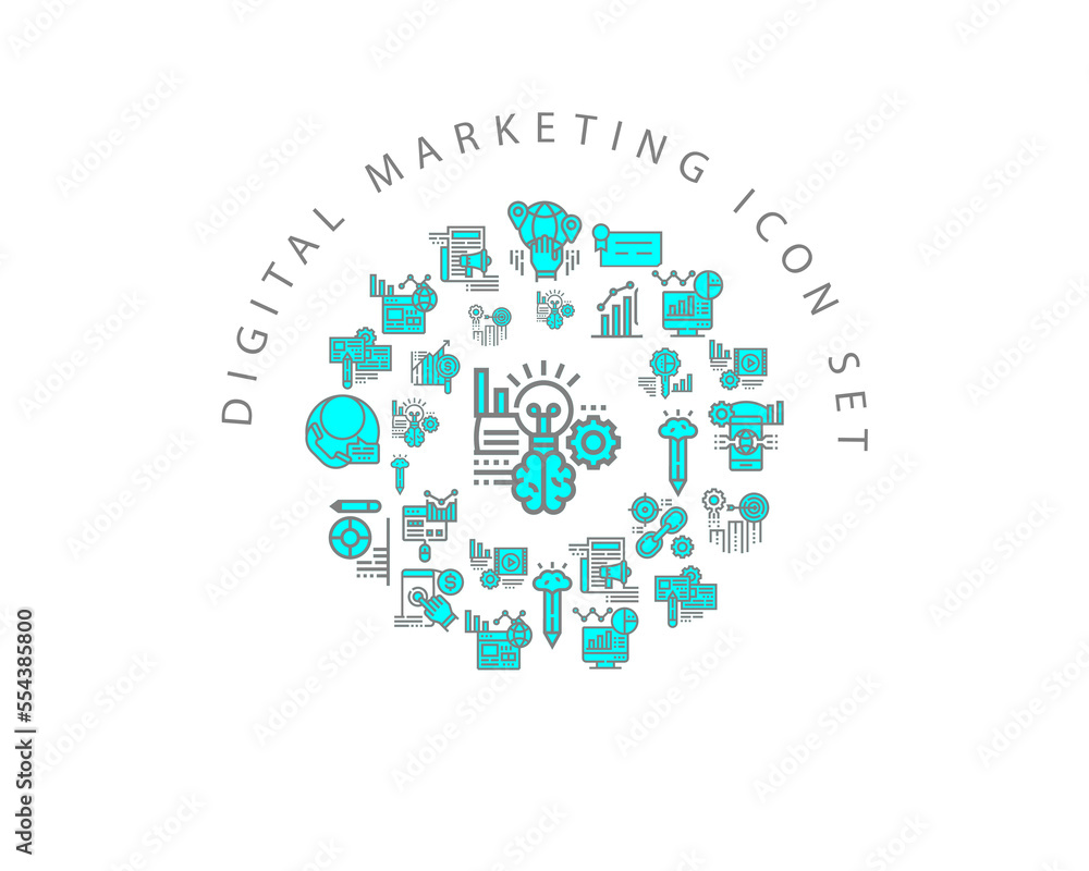 Vector digital marketing icon set Vector digital marketing icon set
