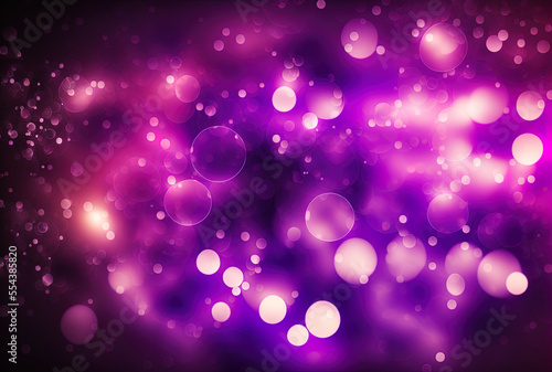 Beautiful violet bokeh circles in an abstract backdrop. Background of Christmas. Generative AI
