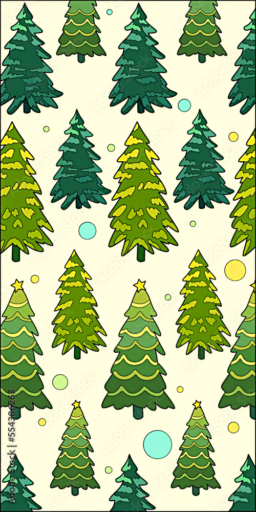 illustration, christmas trees seamless pattern