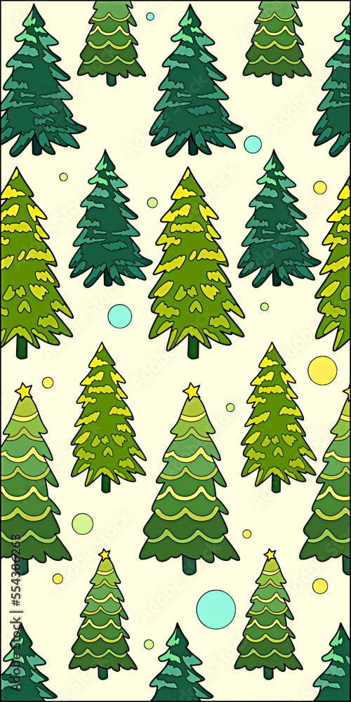 Obraz premium illustration, christmas trees seamless pattern