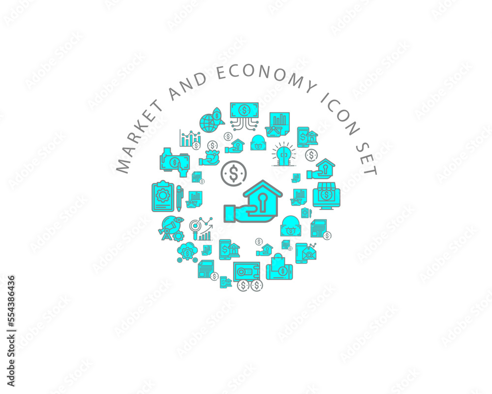 Vector market and economy icon set Vector market and economy icon set