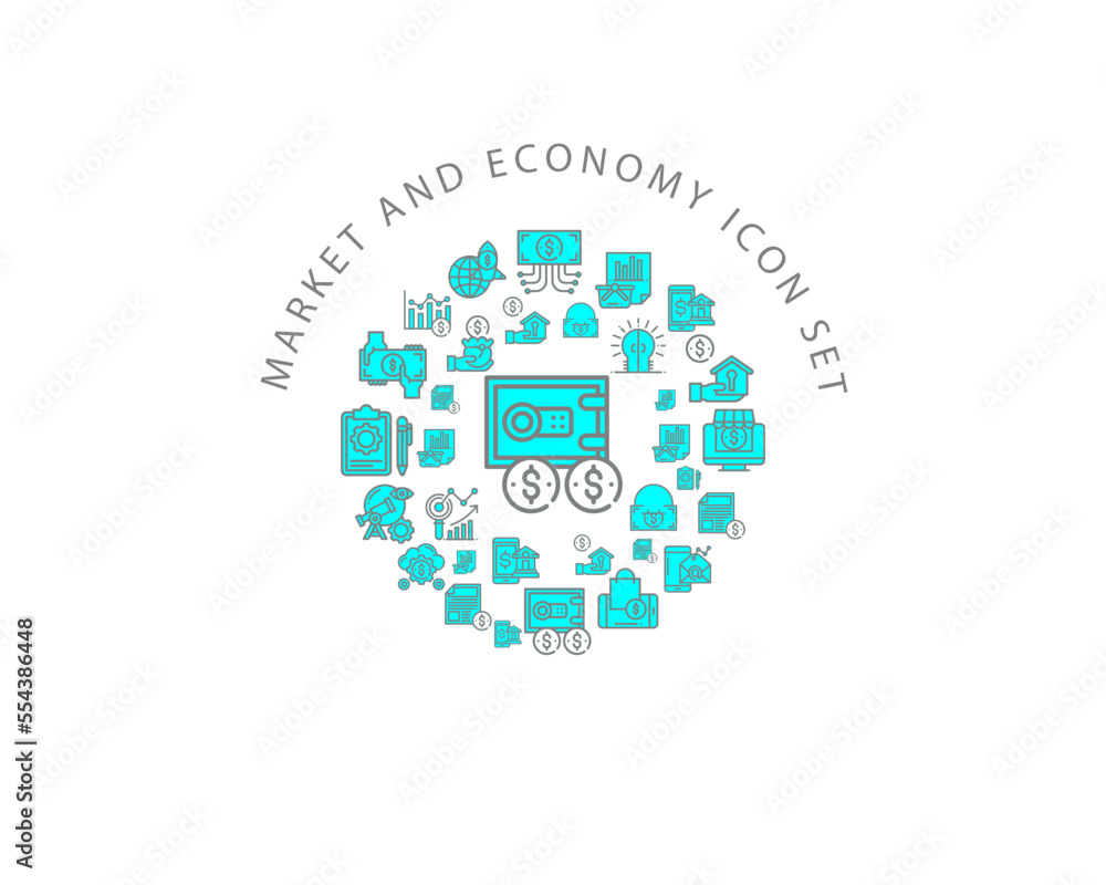 Vector market and economy icon set Vector market and economy icon set