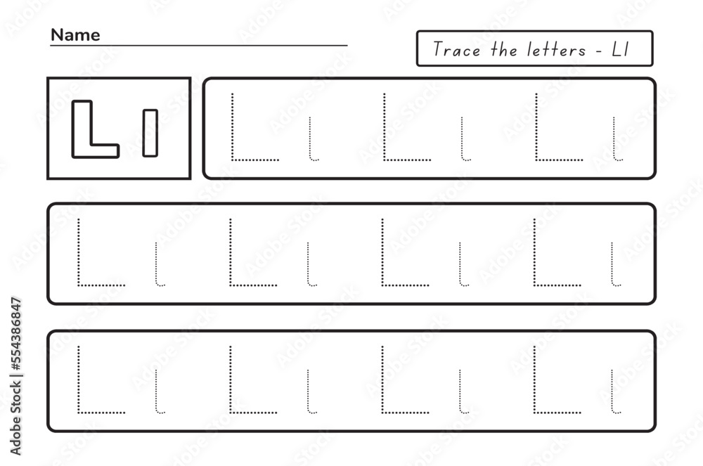 Trace letters l. uppercase and lowercase. Alphabet tracing practice ...