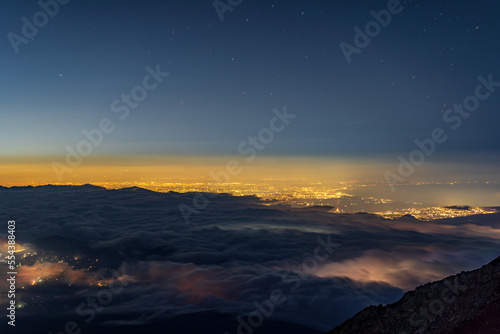 night city view from top of the mountain