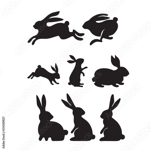 Bunny the rabbit isolated vector silhouette. Pet animal illustration.