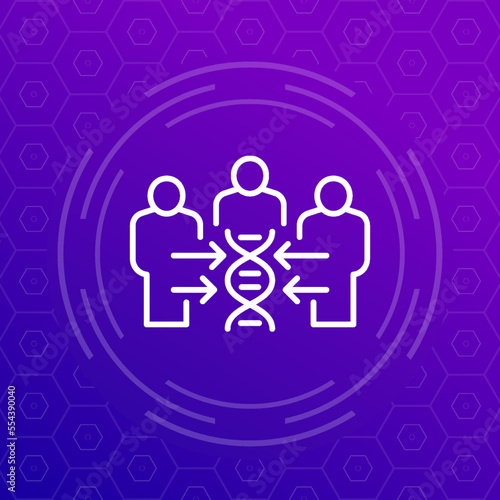 cloning or clones line vector icon with dna and people