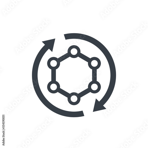 recycled polymer or plastic icon on white