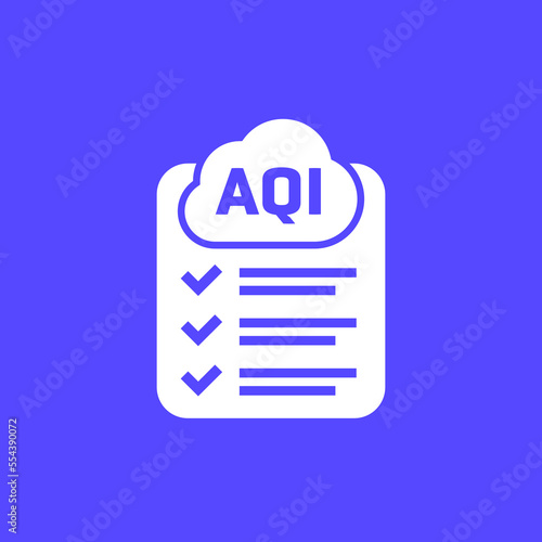 Air quality index, AQI icon with a checklist, vector