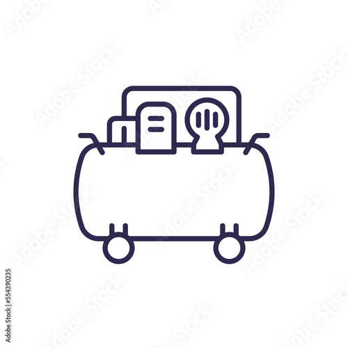 air compressor icon on white, line vector