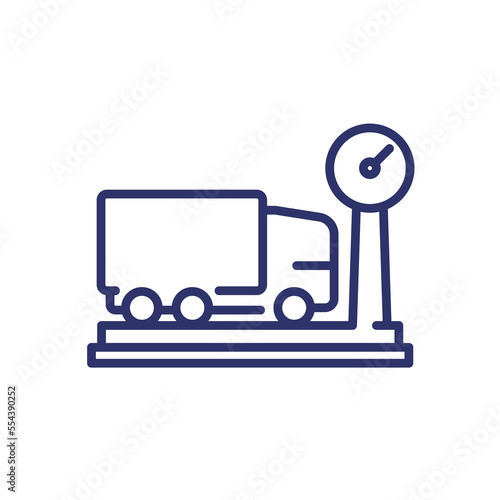 truck weight line icon with a big scales
