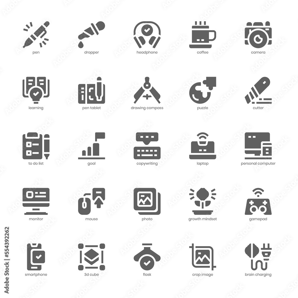 Creative Thinking icon pack for your website, mobile, presentation, and logo design. Creative Thinking icon glyph design. Vector graphics illustration and editable stroke.
