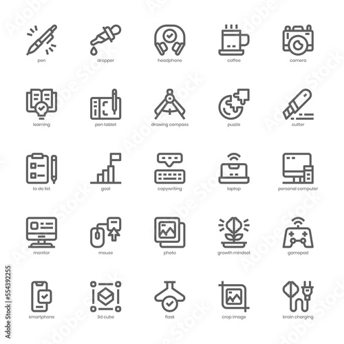 Creative Thinking icon pack for your website, mobile, presentation, and logo design. Creative Thinking icon outline design. Vector graphics illustration and editable stroke.
