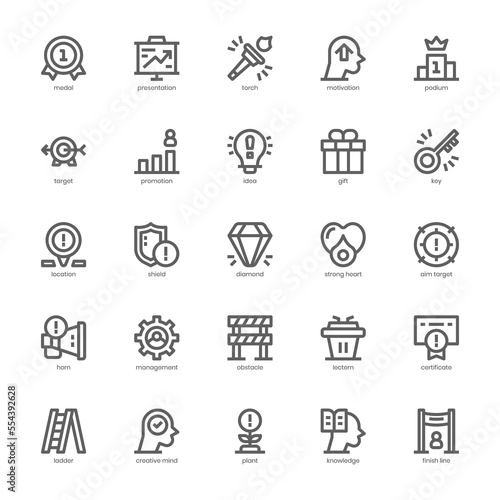 Motivation icon pack for your website, mobile, presentation, and logo design. Motivation icon glyph design. Vector graphics illustration and editable stroke