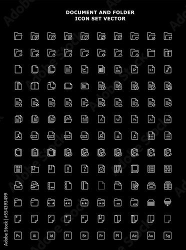 DOCUMENT AND FOLDER VECTOR ICON SET