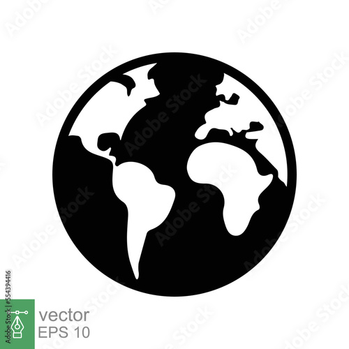 Globe icon. Simple flat style. Planet earth, world map, geography concept. Vector illustration isolated on white background. EPS 10.