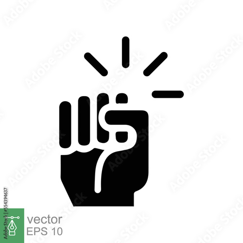 Hand knocking icon. Simple solid style. Hand punch gesture, people, man arm, knuckle, knocker, glyph, flat sign, hit symbol. Vector illustration isolated on white background. EPS 10.
