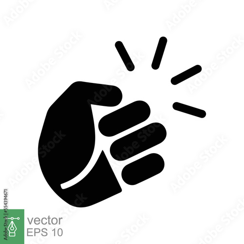 Hand knocking icon. Simple solid style. Hand punch gesture, people, man arm, knuckle, knocker, glyph, flat sign, hit symbol. Vector illustration isolated on white background. EPS 10.