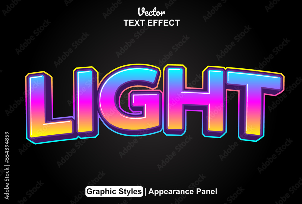 light text effect with graphic style and editable light text effect with graphic style and editable