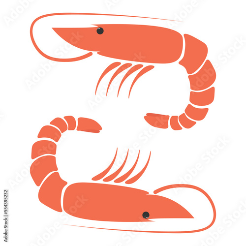 Shrimp seafood. Isolated shrimp on white background. Logo. Prawns...