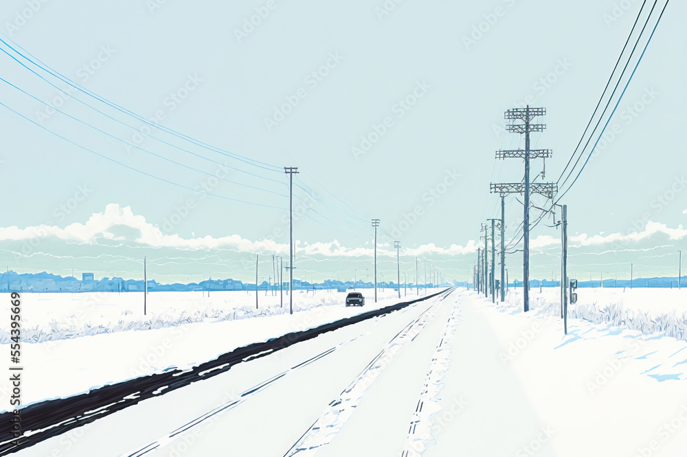 road in winter,road in the snow