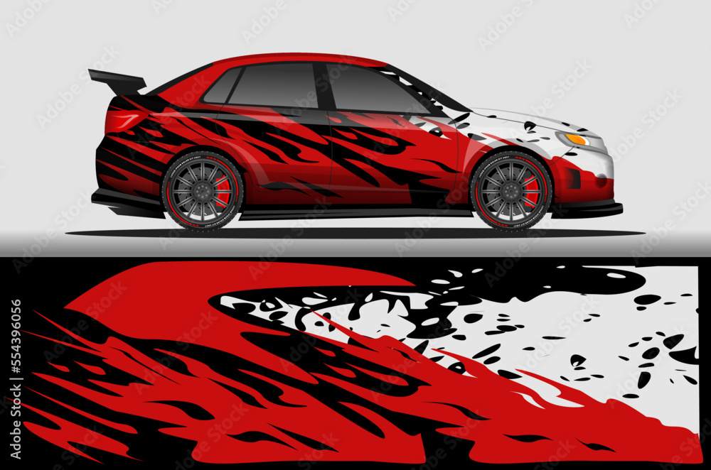 Car livery wrap decal, rally race style vector illustration abstract background Car livery wrap decal, rally race style vector illustration abstract background