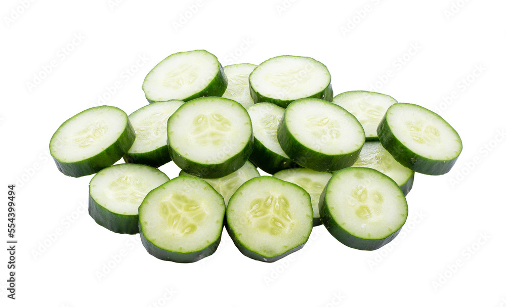 Cucumber and slices isolated on transparent png Cucumber and slices isolated on transparent png