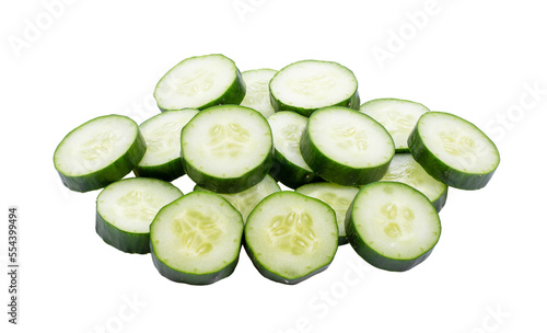 Cucumber and slices isolated on transparent png