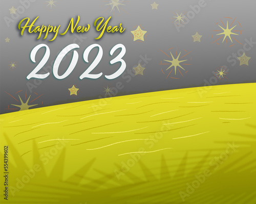 Happy yellow new year planet 2023