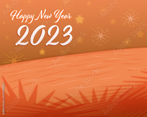 The red new year 2023 illustration of planet stars