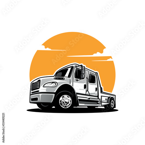 towing service, flat bed truck illustration vector