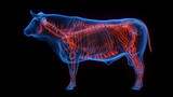 3D medical illustration of a cow's nervous system